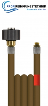 Rohrreinigungsleitung "R+M" ohne Düse / Schlauch aus Kunststoff mit Drahteinlage / Nennweite 4 / 300 Bar / 99 °C / HV : AG + O-Ring - M22 : 1/8"